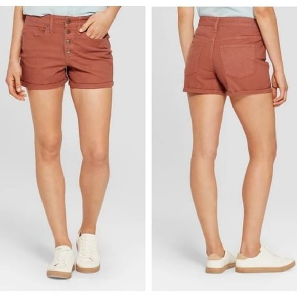 high rise midi shorts